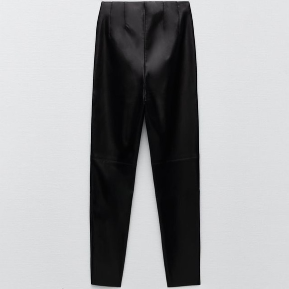 ZARA HIGH-WAISTED FAUX LEATHER LEGGINGS - Picture 6 of 6